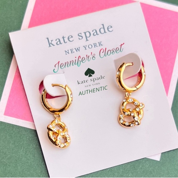 NWT ♠️ Kate Spade Crystal Pretzel Drop Earrings - Picture 2 of 7